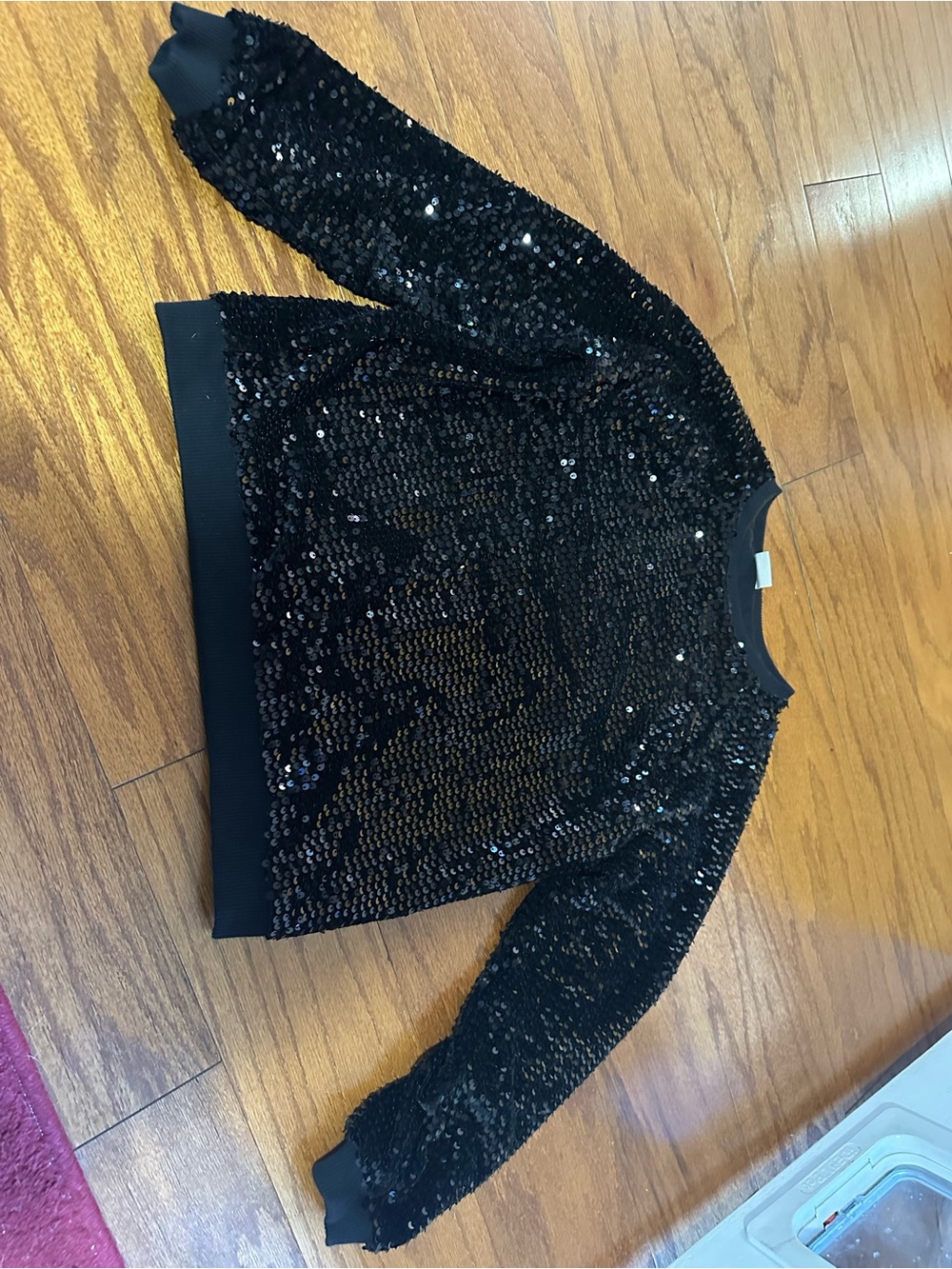 Zara Black Sequin Crew Neck Sweater